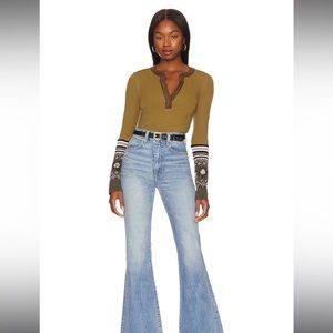 NWT Free People Mikah Layering Cuff Ling Sleeve Army Conbo - Olive Sparrow